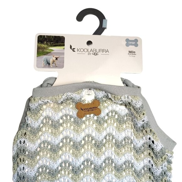 Koolaburra By Ugg Large Dog Green and White Mila Knit Chevron Pattern Dress - Picture 5 of 9